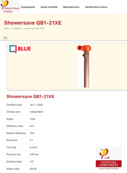 Showersave Passive House Certification
